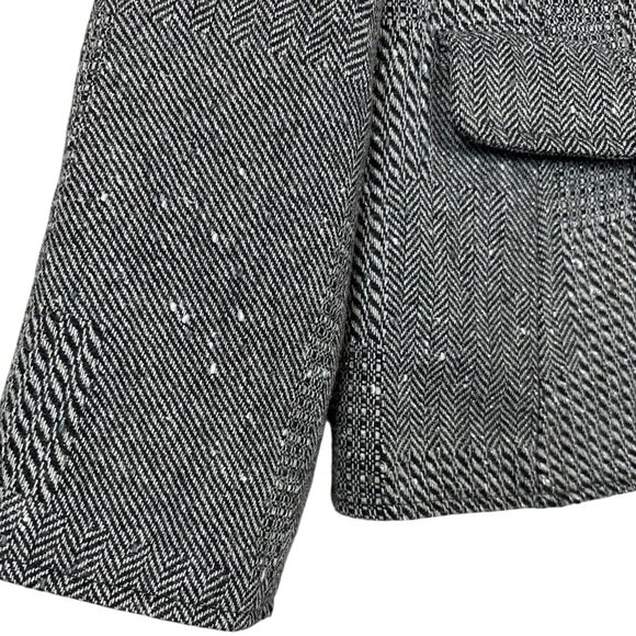 Coldwater Creek Wool Blend Tweed Herringbone Shimmer Metallic Jacket Gray Size L - Picture 5 of 10